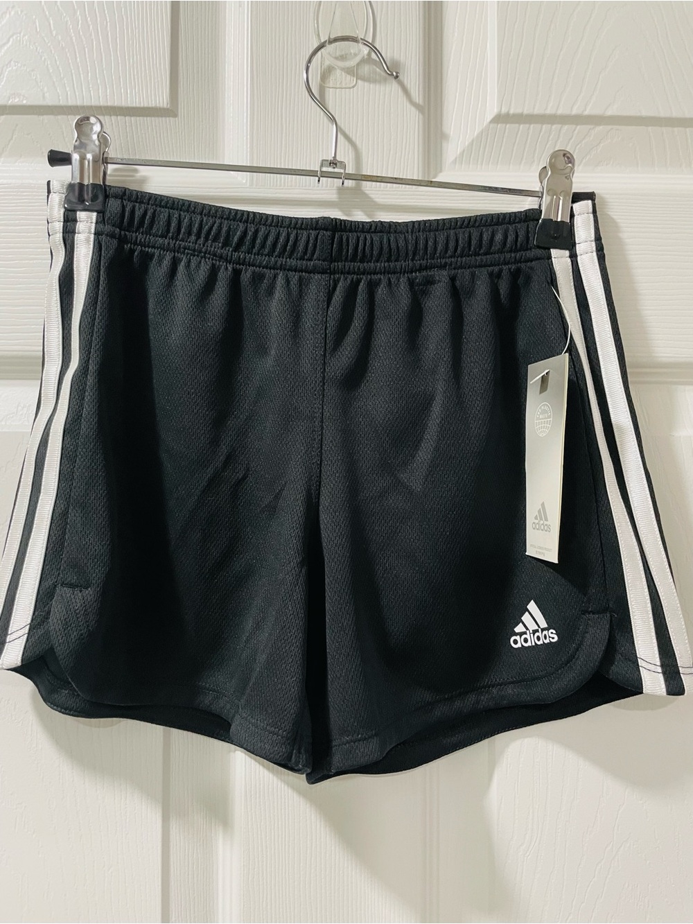 adidas Black Athletic Shorts with White Side Stripes